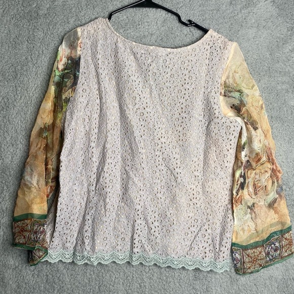 Sundance silk long sleeve sheer floral artsy lace art to wear abstract medium - Picture 10 of 11